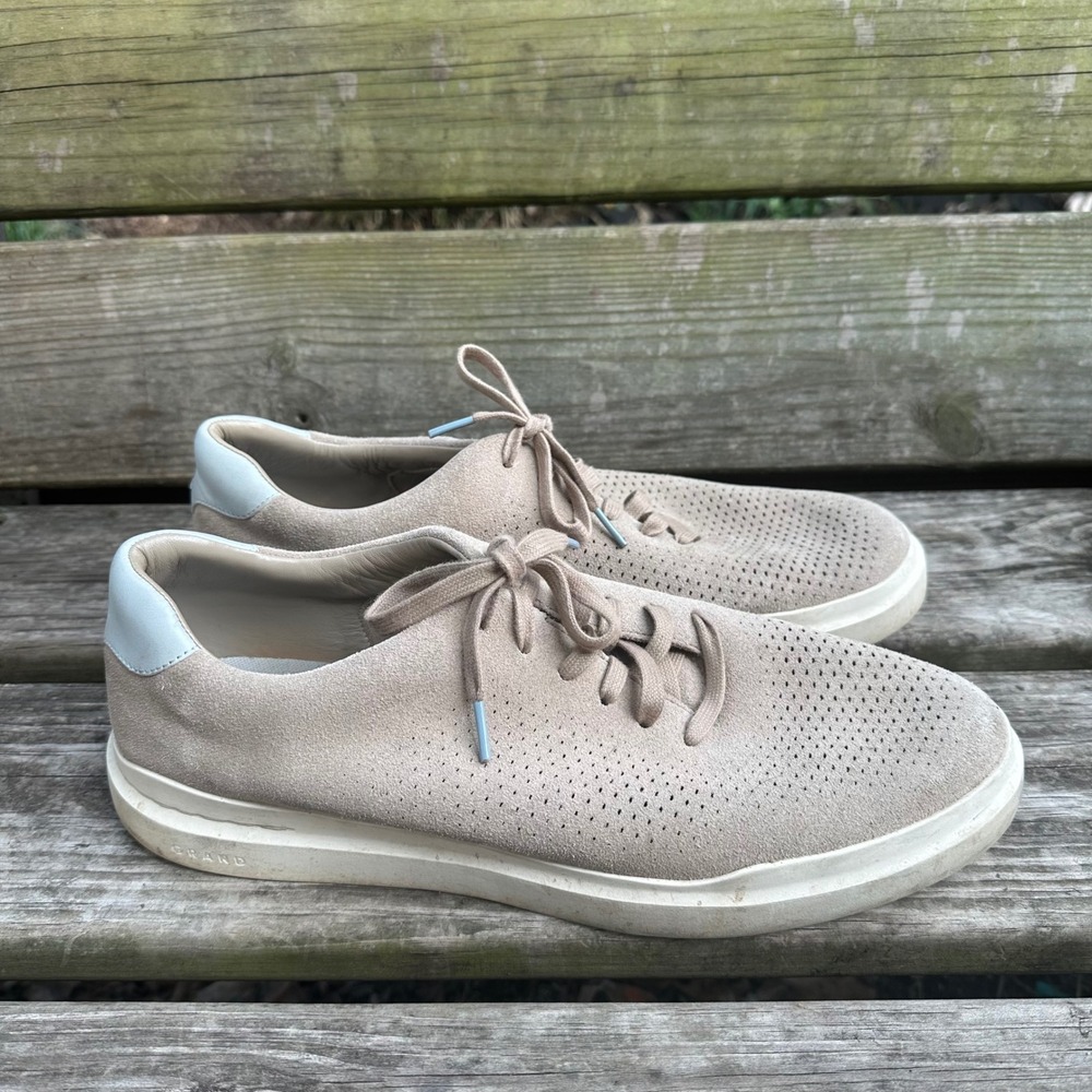 Cole Haan Men GrandPro Rally Laser Cut Sneaker Beige Tan Suede‎ Size 13 Prepcore
